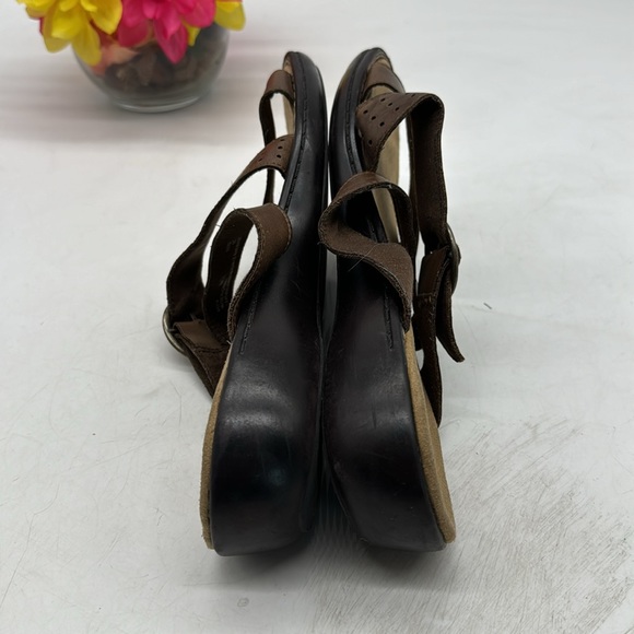 Clarks Bendables Brown Leather Slip On Sandles with Buckle Size 9 MCS5405G - Picture 4 of 7